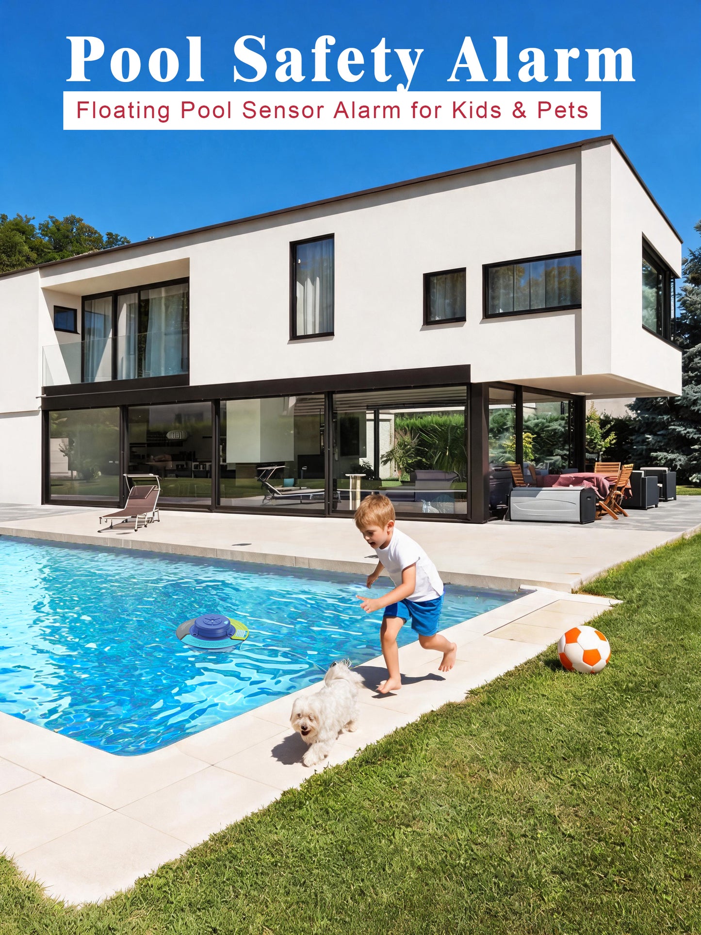MINCOCO Floating Pool Alarm for InGround & AboveGround Pools – 110dB Ultra Loud, Adjustable Sensitivity, Covers up to 20×40ft – No WiFi Required, Simple & Reliable – Pool Safety for Children & Pets (Sea-Blue)