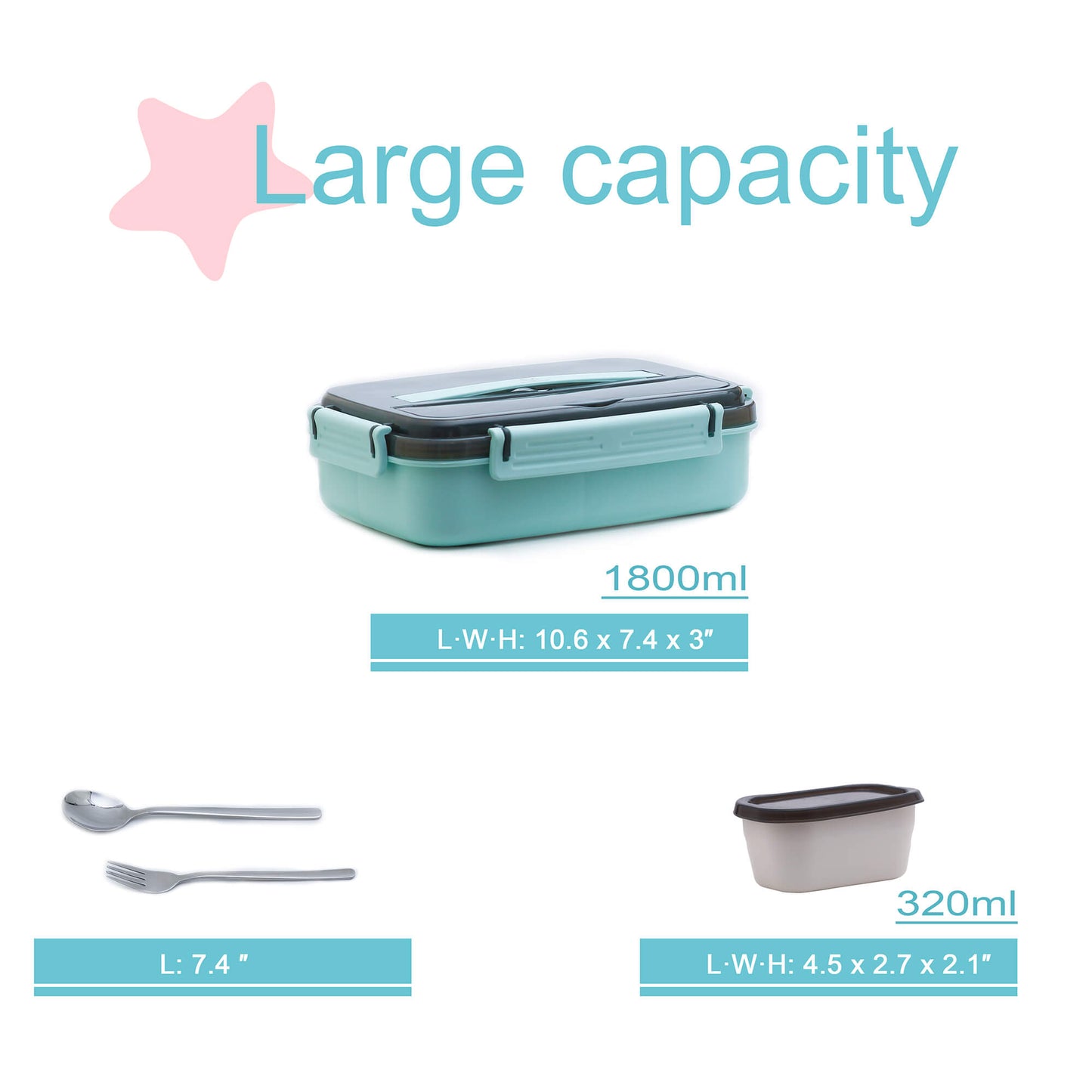 Silicone Bento Lunch & Snack Box for kids adults Teal MKS Miminoo